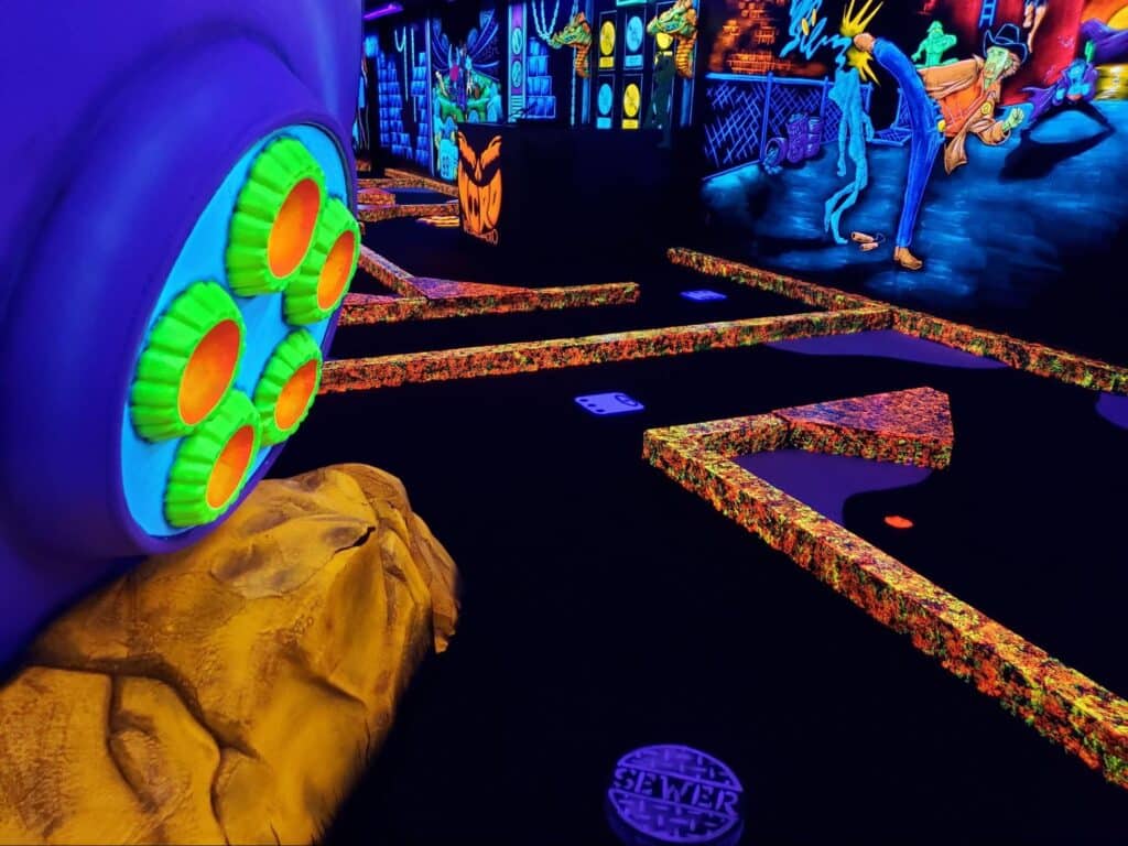 Gastonia Fundraisers 4 A glow-in-the-dark mini golf course at monster mini golf.