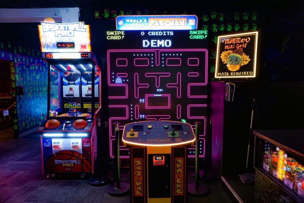 Arcade games at monster mini golf.