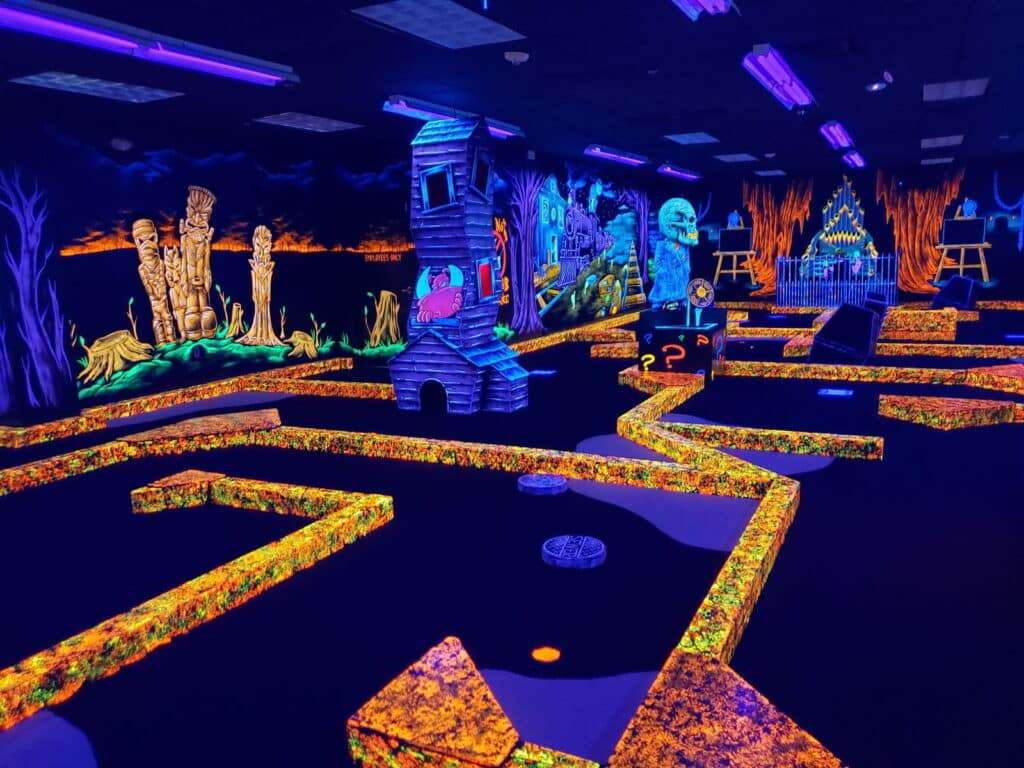 Group Events: Trade Shows 2 Indoor glow-in-the-dark mini golf course at monster mini golf.