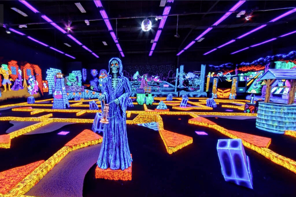 Group Events: Corporate Venue 1 A neon, glow-in-the-dark indoor mini golf course at monster mini golf.